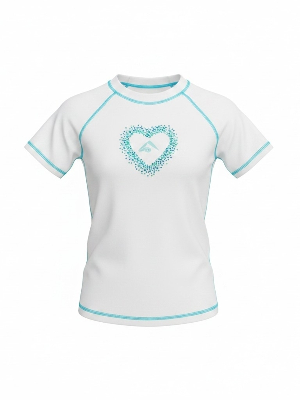 Kanu Surf SPF 50+ Kids White & Aqua Heart Rash Guard Medium (10) NWT
